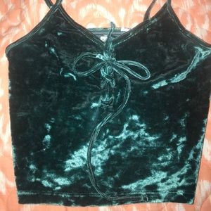 Velvet Cross Tie Cropped Tank